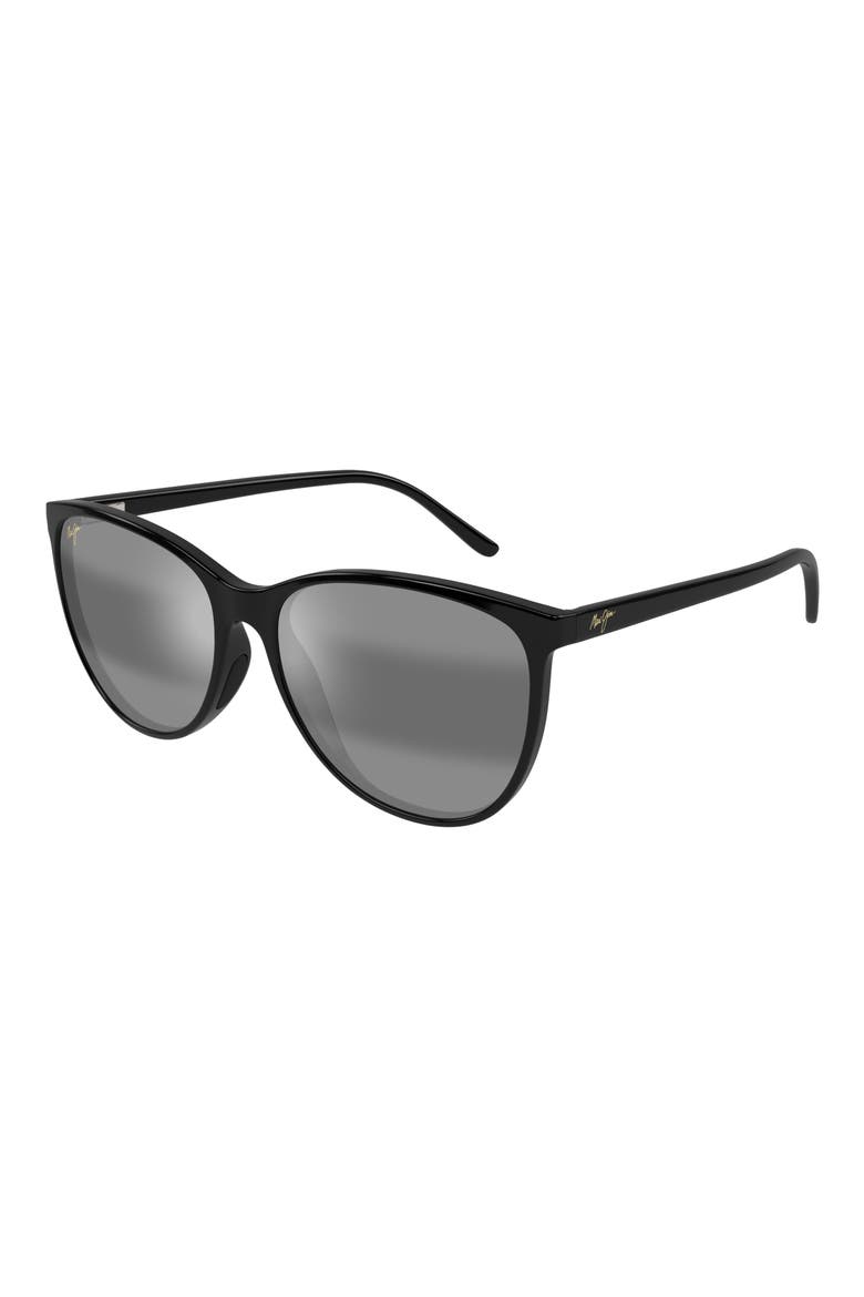 Rose Ocean 57mm Gradient Polarized Cat Eye Sunglasses, Alternate, color, BLACK