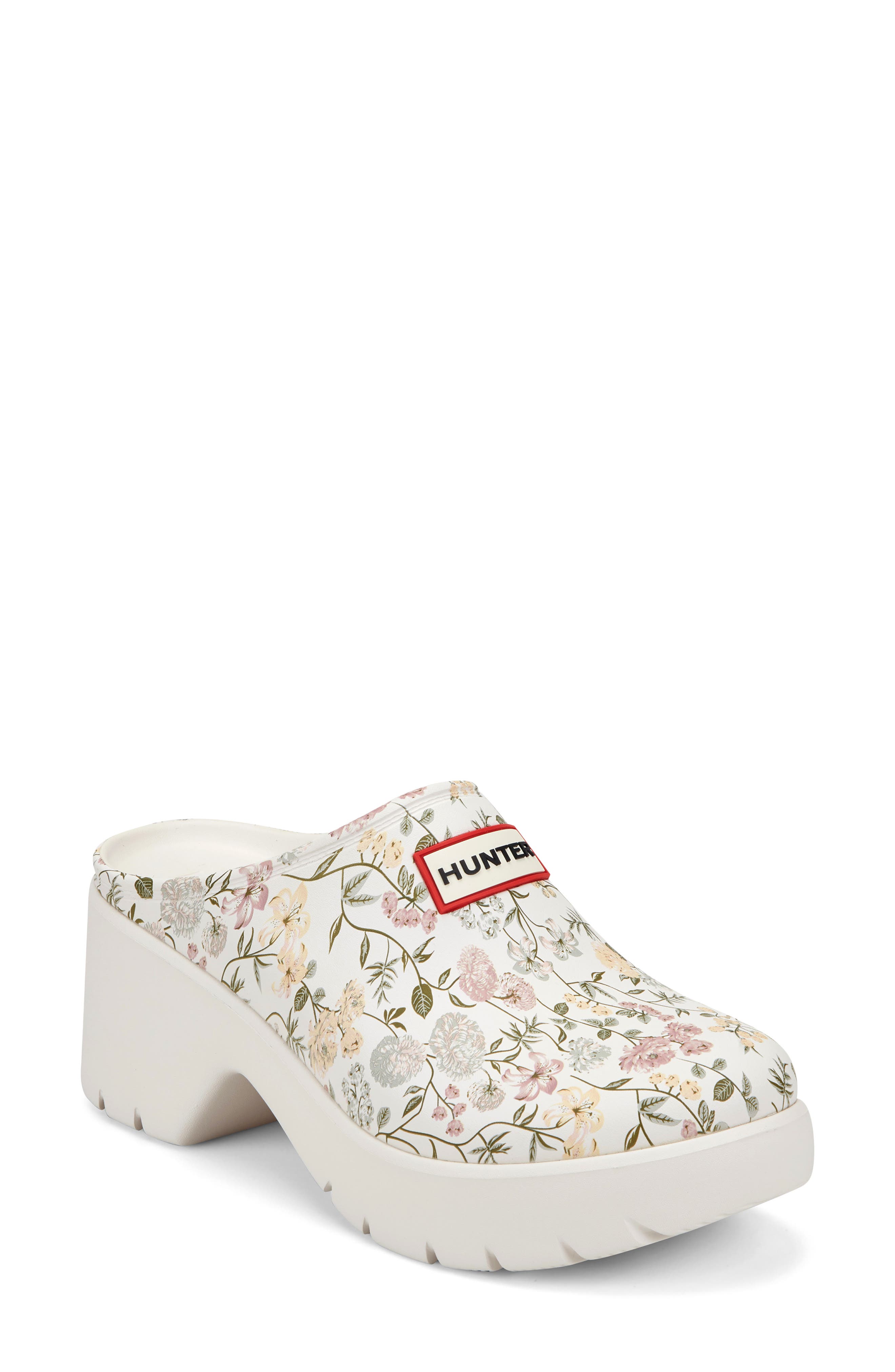 Hunter Anika Floral Waterproof Clog, Main, color, Ivory