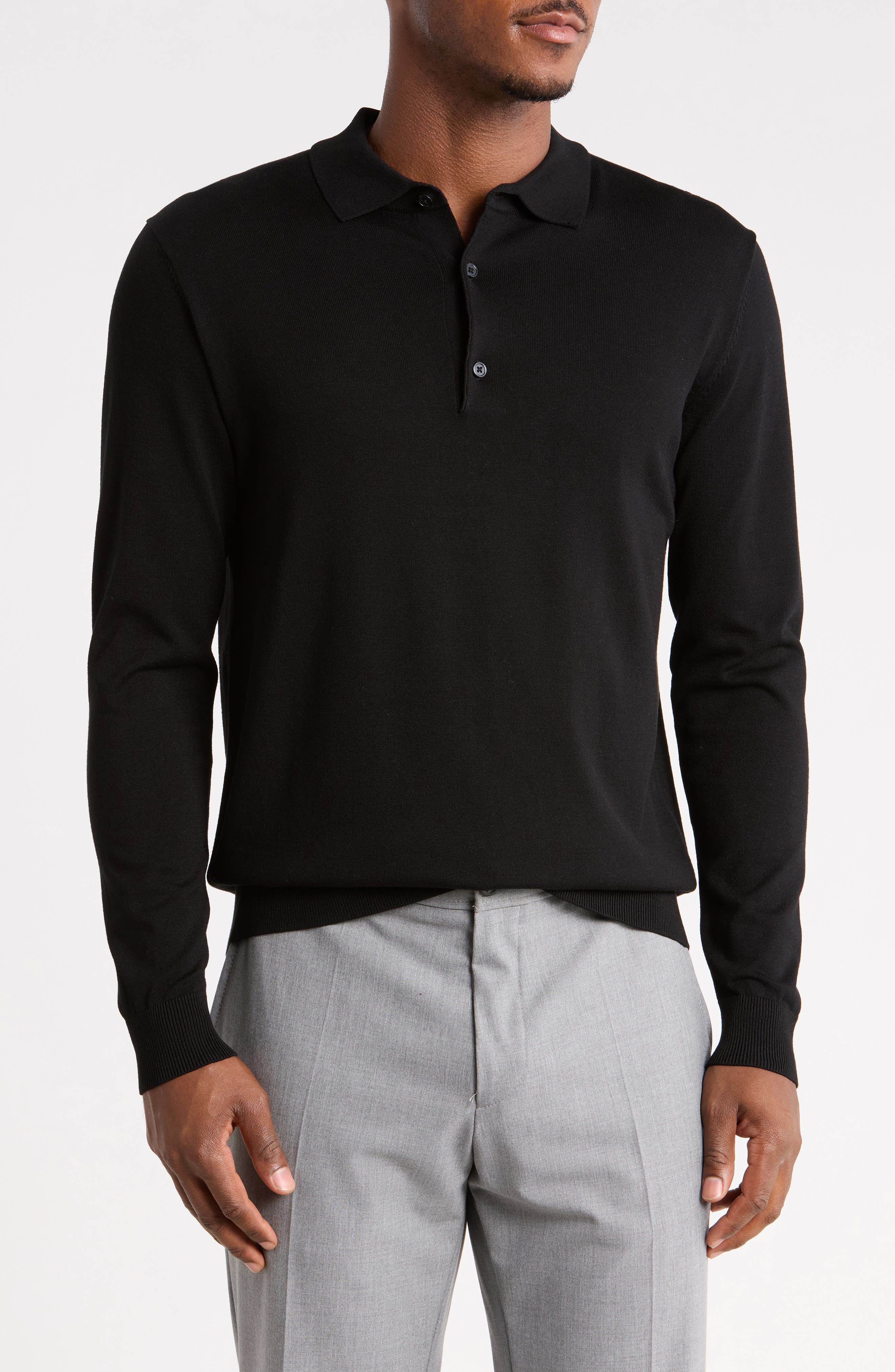 Long Sleeve Knit Polo