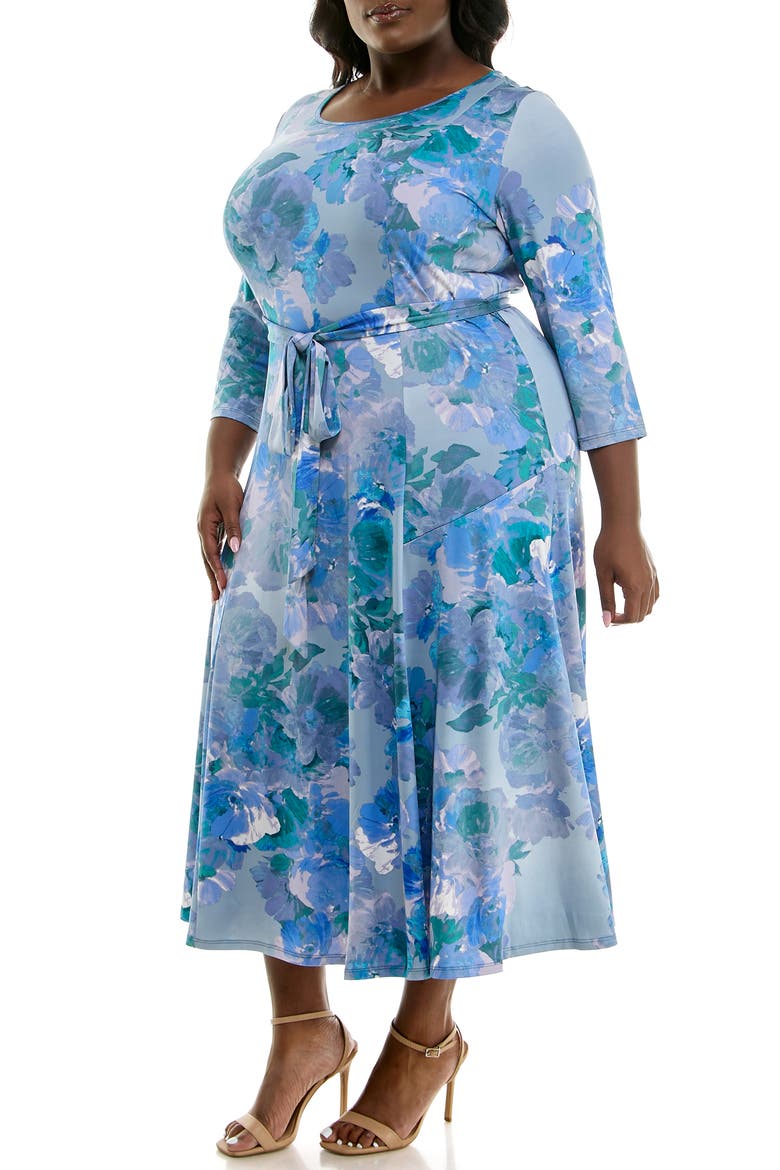 Sylvia Maxi Dress, Alternate, color, ICE BLUE/TEAL MULTI