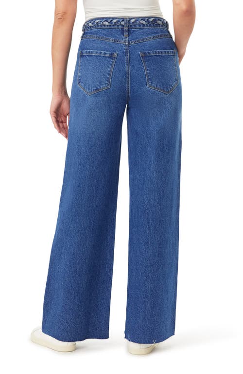 Kensie Carla Belted Wide Leg Jeans In Blue