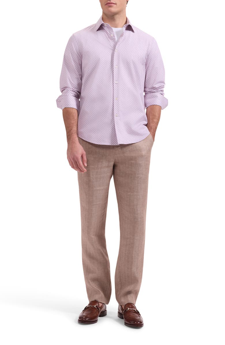 Bugatchi James OoohCotton<sup>®</sup> Floral Print Button-Up Shirt, Alternate, color, Dusty Pink