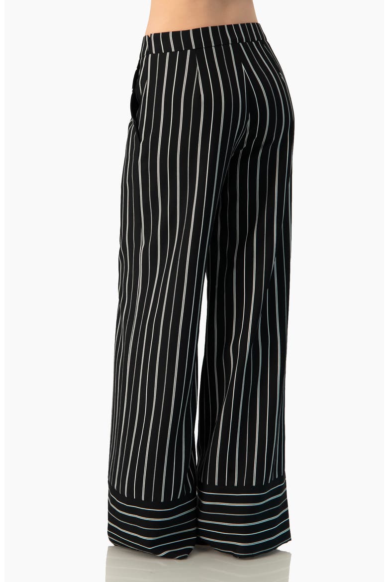 Pinstripe High-Waist Wide-Leg Relaxed Trousers, Alternate, color, Black