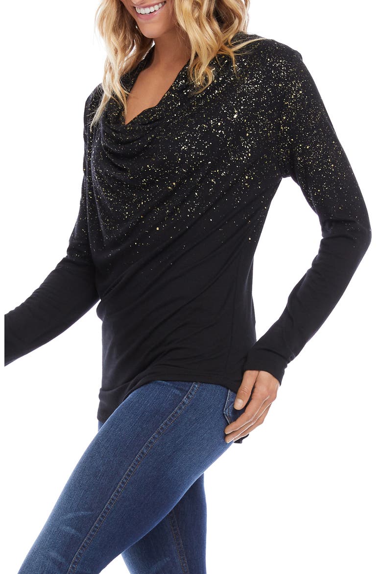 Draped Cowl Neck Top, Alternate, color, BLACK