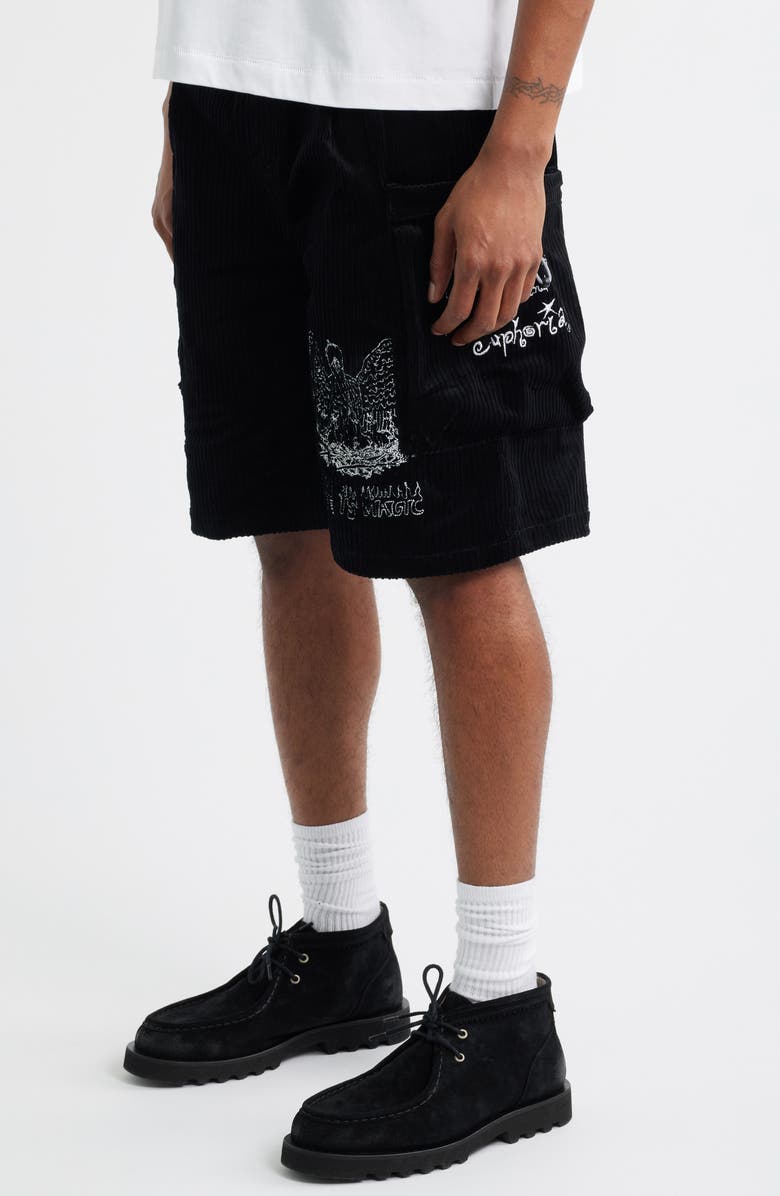 JUNGLES Euphoria Corduroy Shorts, Alternate, color, Black