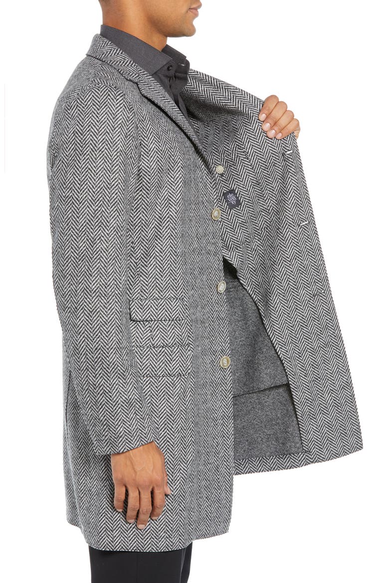 Trim Fit Wool Blend Top Coat, Alternate, color, GREY