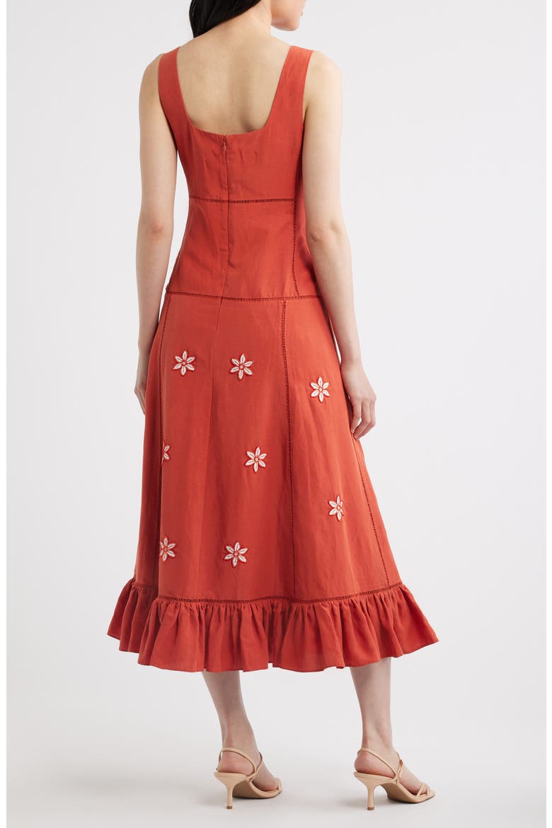 The Lainey Embroidered Sleeveless Maxi Dress, Alternate, color, MOROCCAN RED/ SKY WHITE