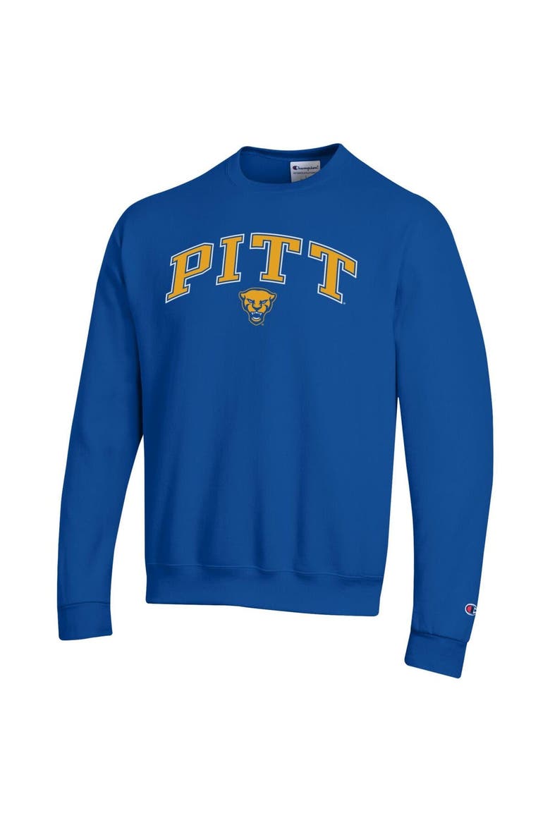 Men's Champion  Royal Pitt Panthers Arch Over Logo Pullover Sweatshirt, Alternate, color, Royal