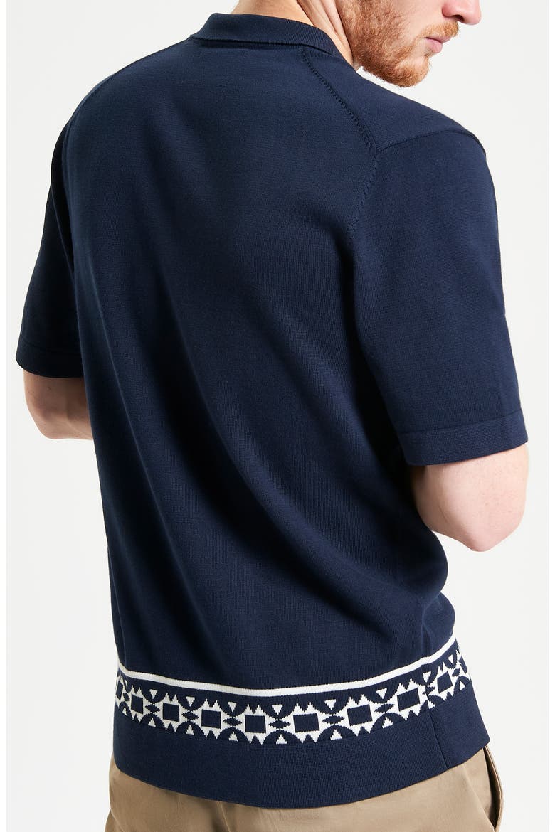 Border Resort Knit Camp Shirt, Alternate, color, DARK NAVY