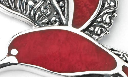 Samuel B. Sterling Silver Stone Bird Pendant In Red