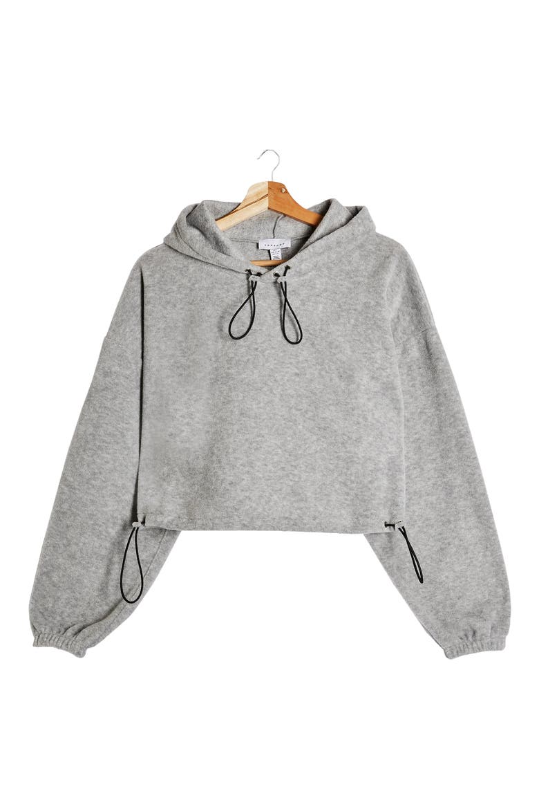 Crop Fleece Hoodie, Alternate, color, GREY