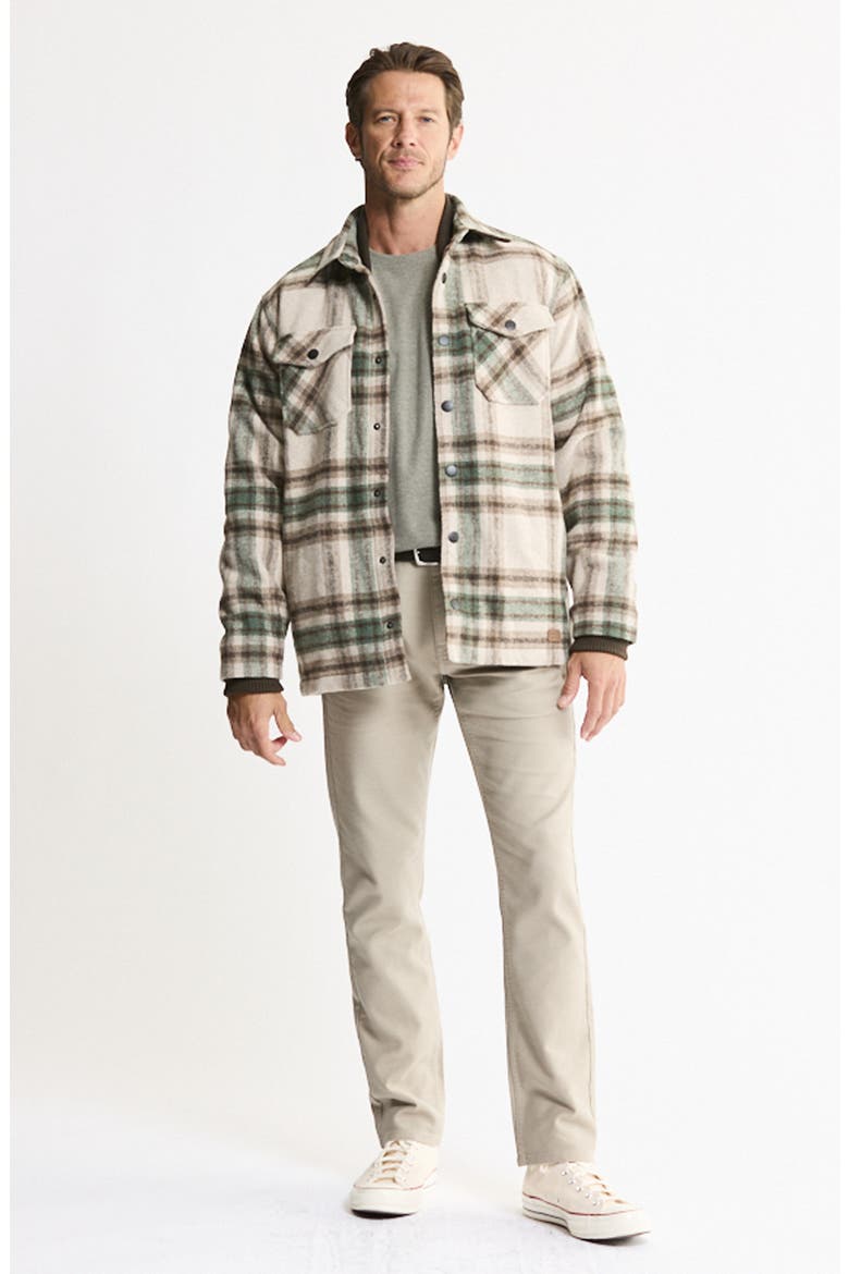 Plaid Faux Fur Lined Wool Blend Shirt Jacket, Alternate, color, STONE GREEN PLAID