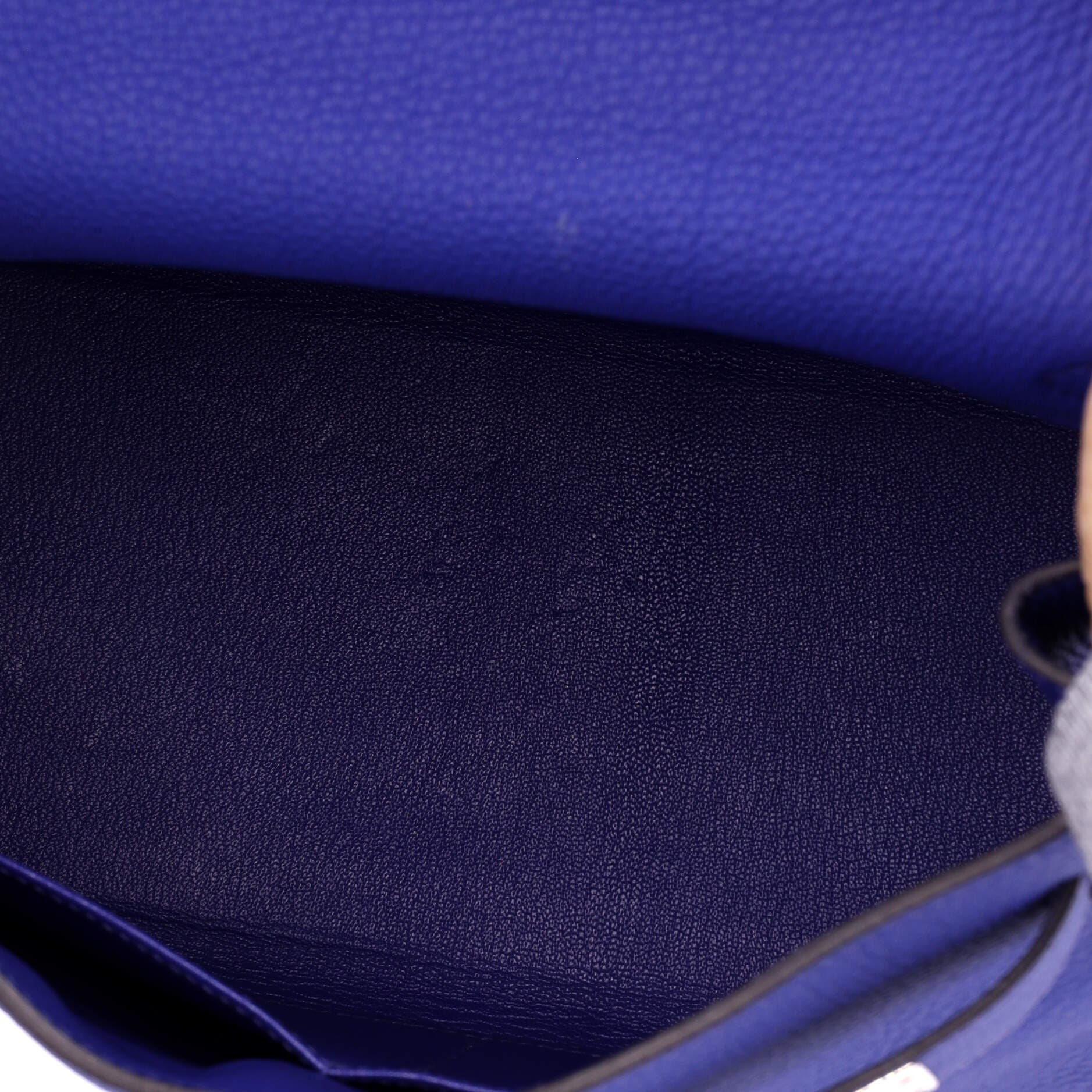 Pre-Owned Hermes Kelly Handbag Blue Togo with Palladium Hardware 28, Alternate, color, Bleu Electrique