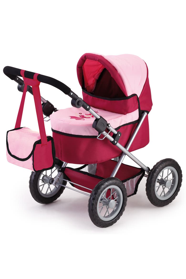 Trendy Pram Stroller For Toy Baby Dolls, Alternate, color, Red