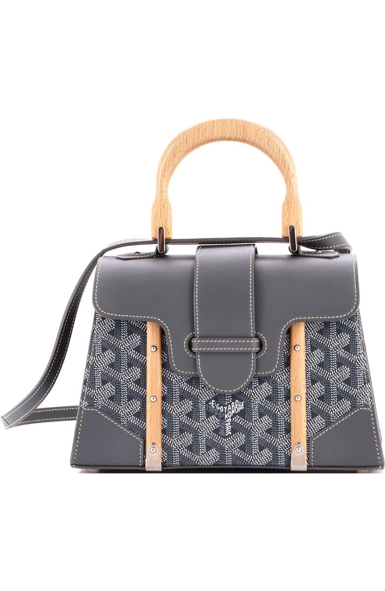 Pre-Owned Goyard Structured Saigon Top Handle Bag Coated Canvas with Leather Mini, Main, color, Gray