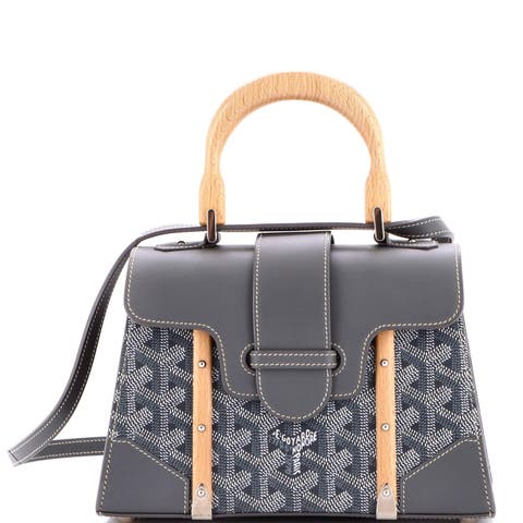 Structured Saigon Top Handle Bag Coated Canvas with Leather Mini