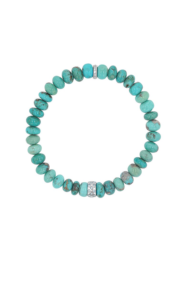 Sheryl Lowe Turquoise 7mm Bead Bracelet with Swiss Blue Topaz Rondelle, Alternate, color, Turquoise / Sterling Silver