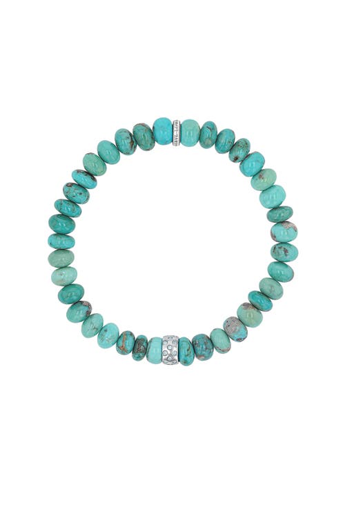 Sheryl Lowe Turquoise 7mm Bead Bracelet With Swiss Blue Topaz Rondelle In Turquoise/sterling Silver