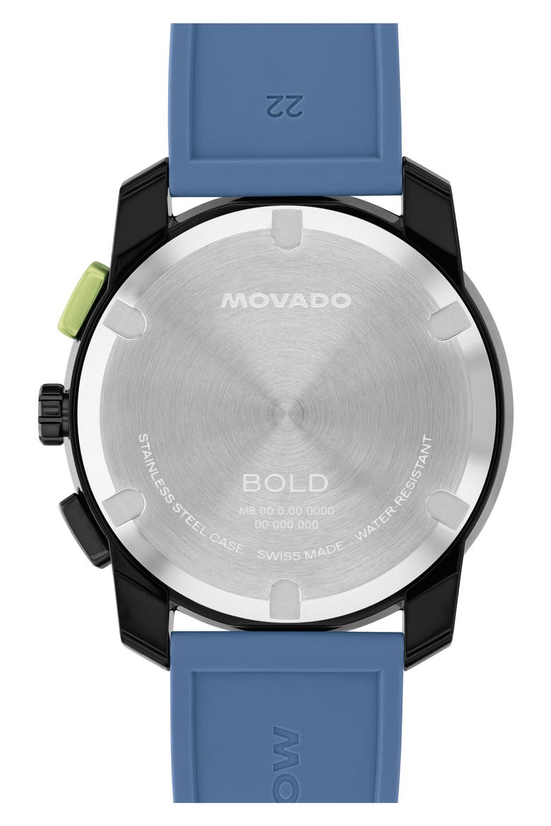 Bold TR90 Chronograph Silicone Strap Watch, 43.5mm, Alternate, color, BLUE