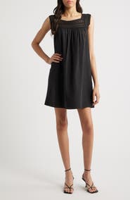 Charles Henry Lace Trim Shift Dress