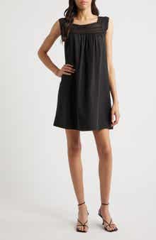 Charles Henry Lace Trim Shift Dress