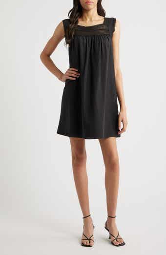 Charles Henry Lace Trim Shift Dress