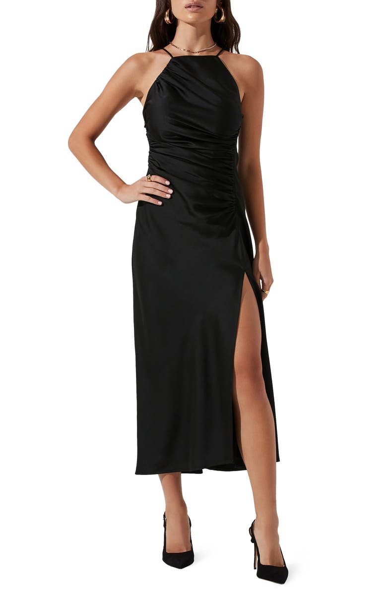 ASTR the Label Halter Neck Satin Maxi Dress, Main, color,