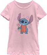 Lilo & Stitch Girl's Lilo & Stitch Rose Hearts Stitch Graphic T-Shirt