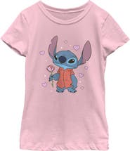 Lilo & Stitch Girls' Rose Hearts Stitch Graphic Short Sleeve T-Shirt