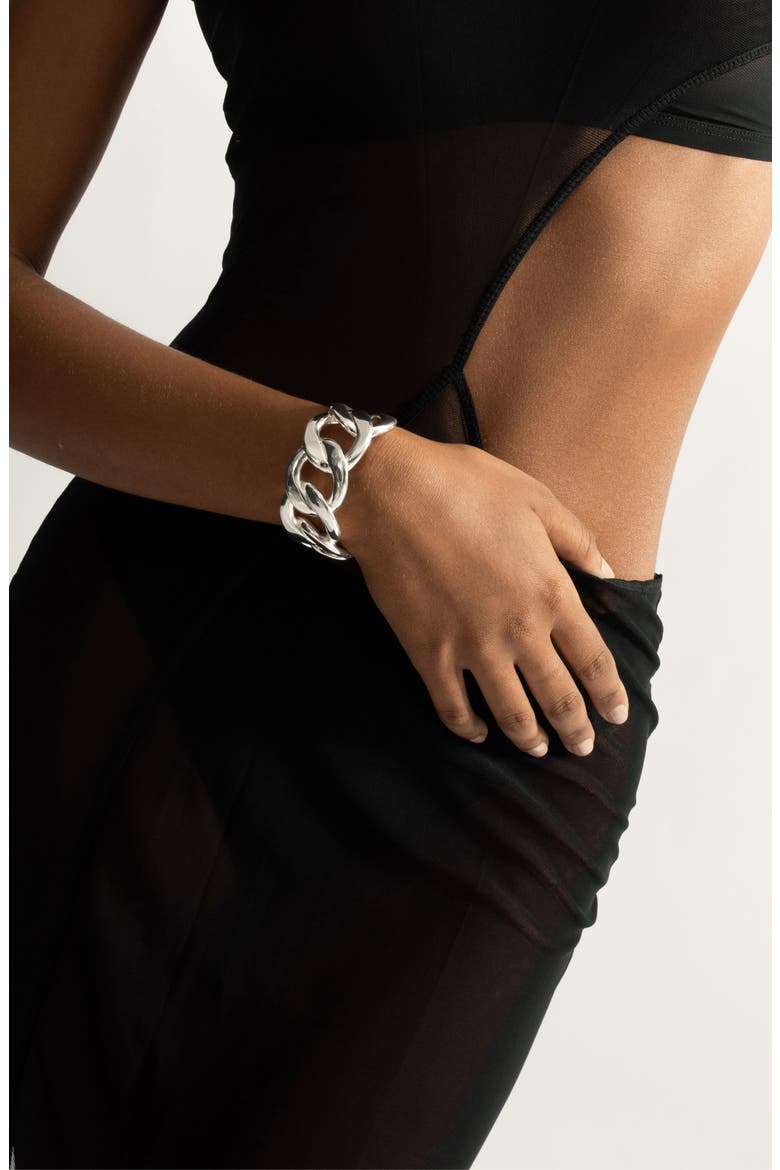 Chunky Curb Link Cuff Bracelet, Alternate, color, SILVER