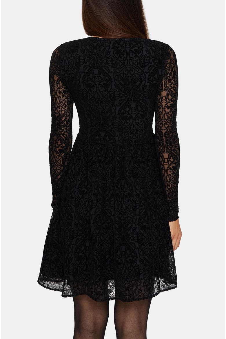 Disrupt Flocked Mesh Mini Dress, Alternate, color, Black