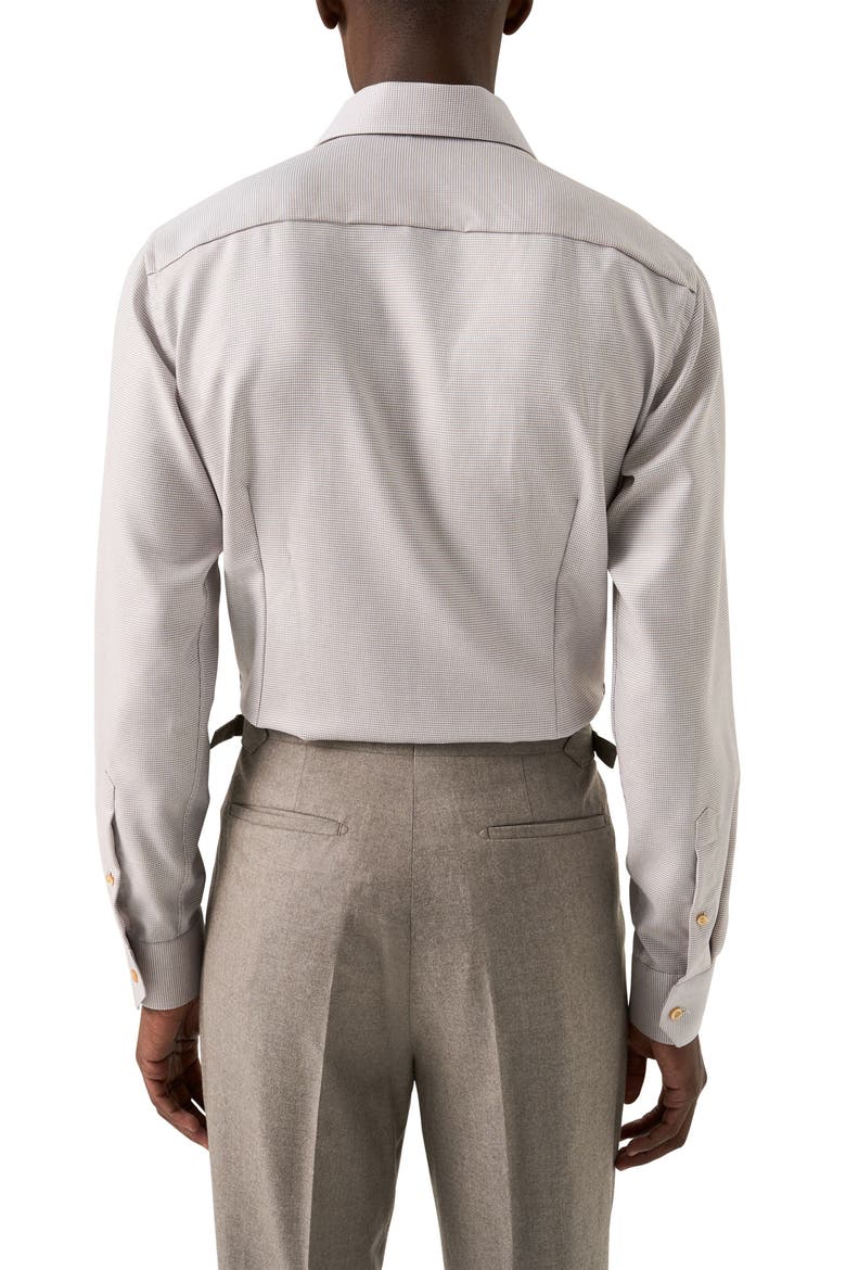 Slim Fit Houndstooth Twill Dress Shirt, Alternate, color, LIGHT BEIGE