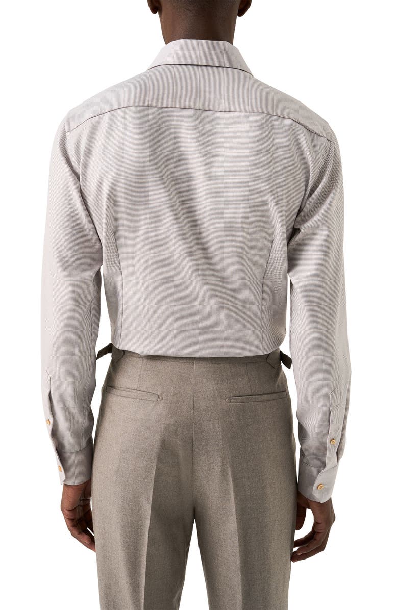 Eton Slim Fit Houndstooth Twill Dress Shirt, Alternate, color, Light Beige