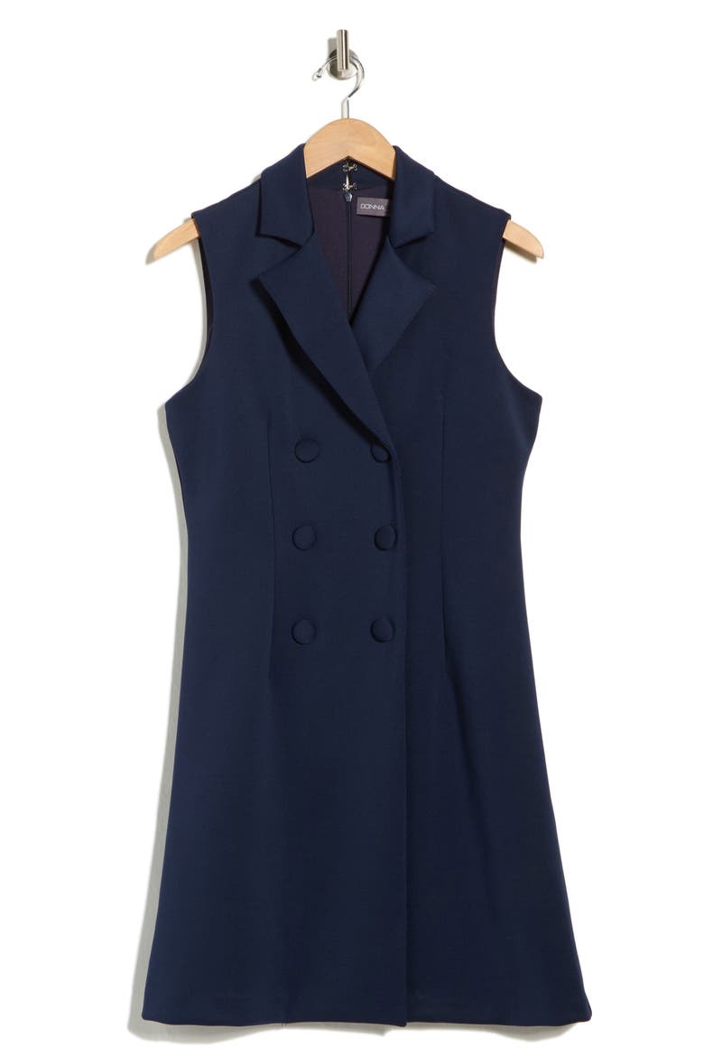 Sleeveless Double Breasted Minidress, Alternate, color, NAVY