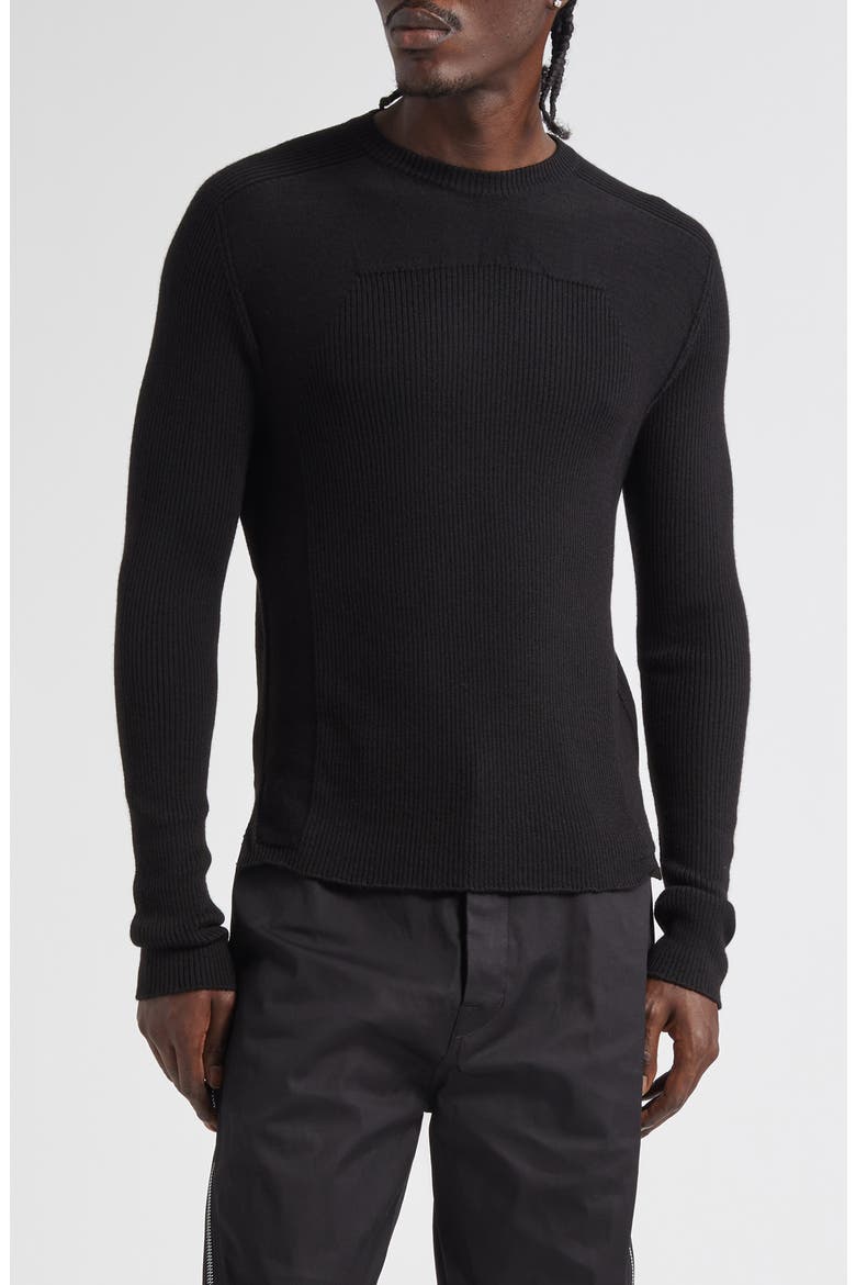 Geo Rib Virgin Wool Sweater, Main, color, BLACK