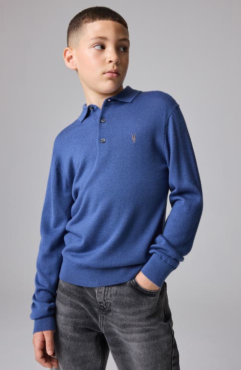 Kids' Long Sleeve Wool Blend Polo Sweater (Big Kid)