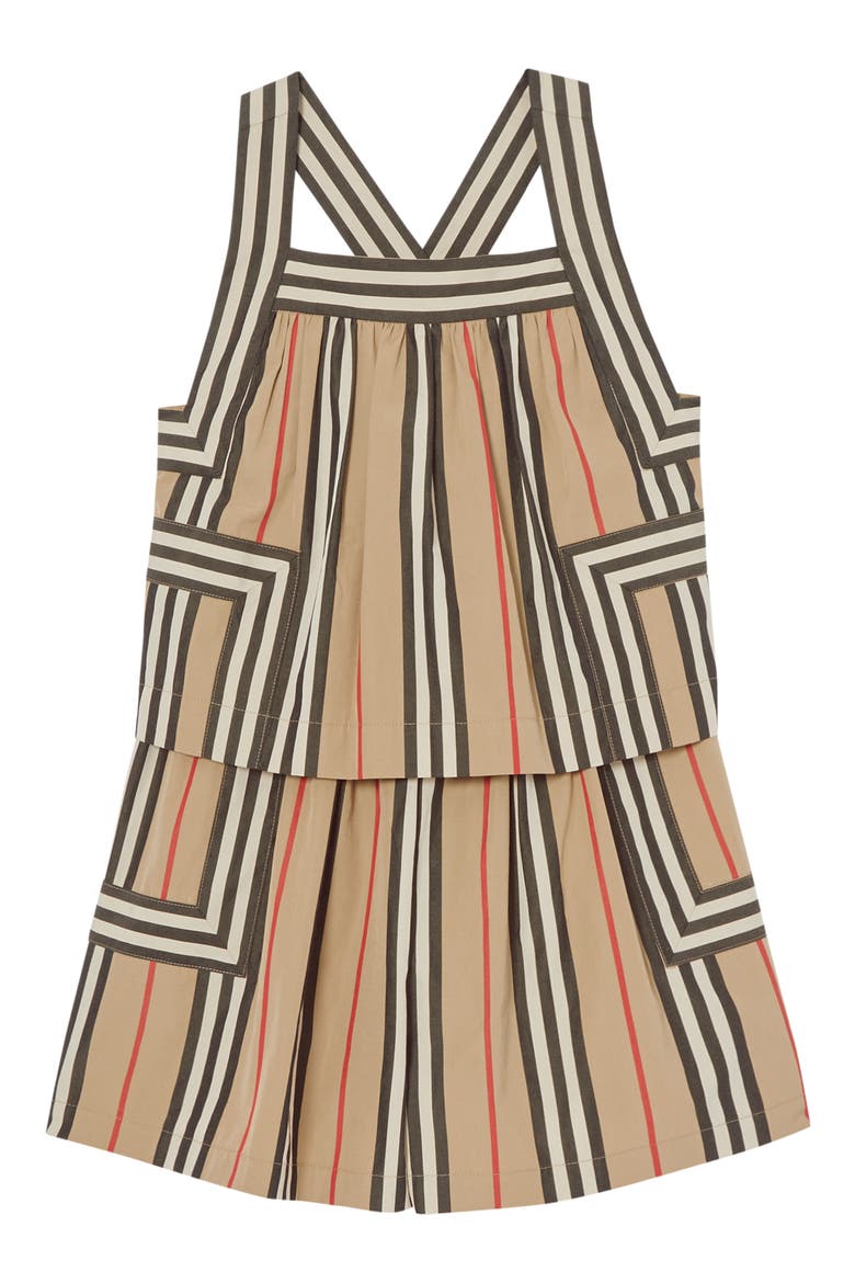 Florence Icon Stripe Poplin Romper, Main, color, ARCHIVE BEIGE