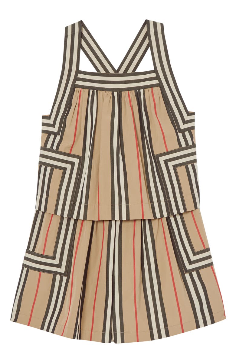 Burberry Florence Icon Stripe Poplin Romper, Main, color,