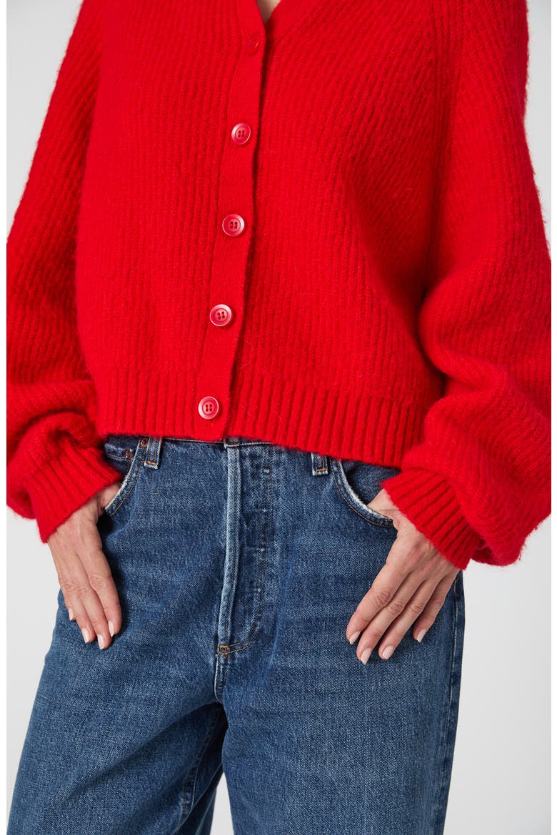 Fluffy Cardigan, Alternate, color, MARS RED