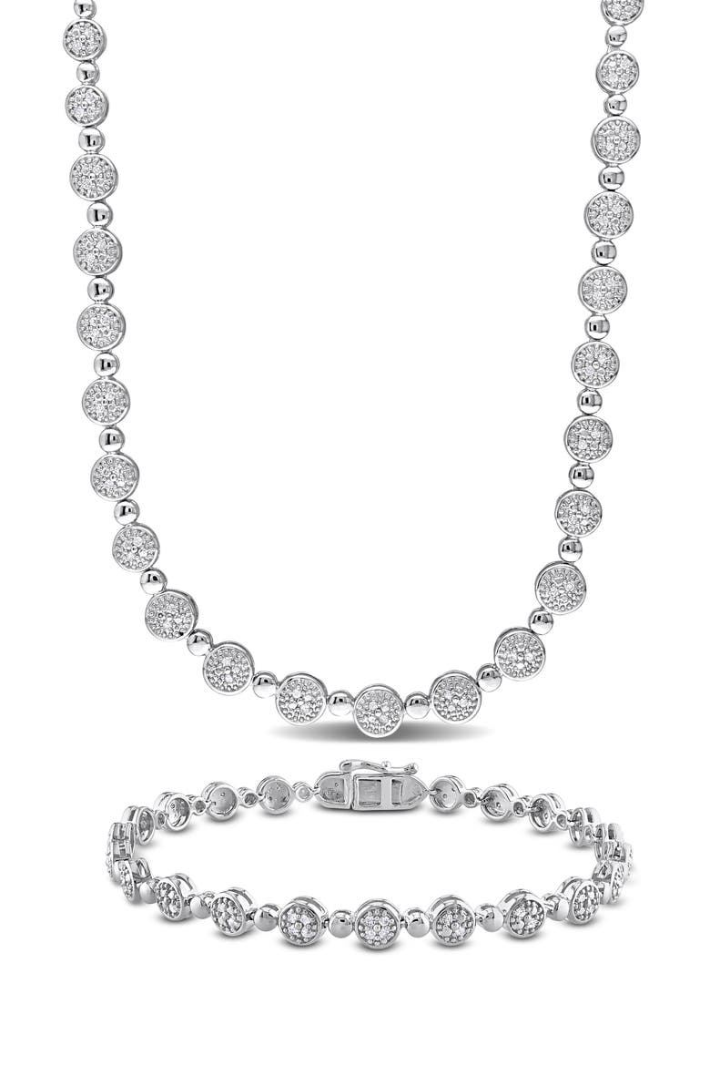Diamond Tennis Necklace & Bracelet Set - 1ct., Main, color, WHITE
