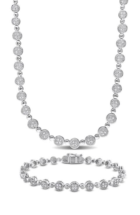 Diamond Tennis Necklace & Bracelet Set - 1ct.