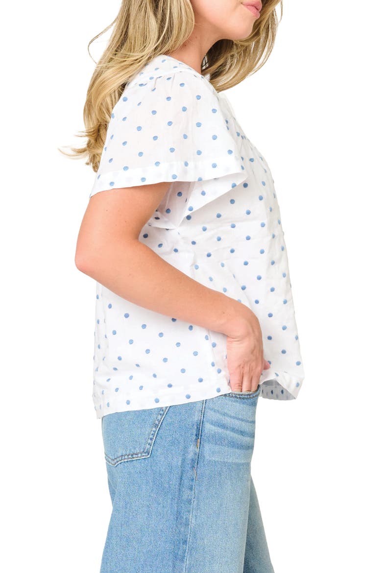 Flutter Sleeve Top, Alternate, color, WHITE DENIM DOT