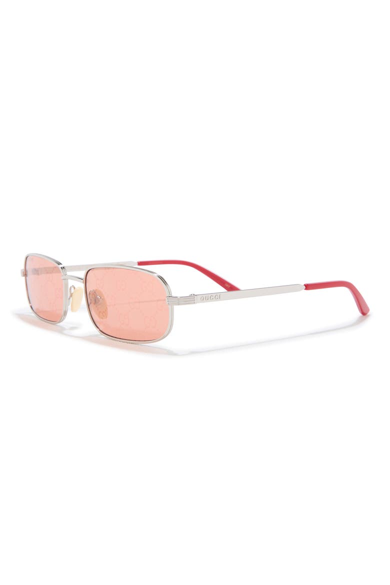 57mm Rectangular Sunglasses, Alternate, color, SILVER SILVER RED