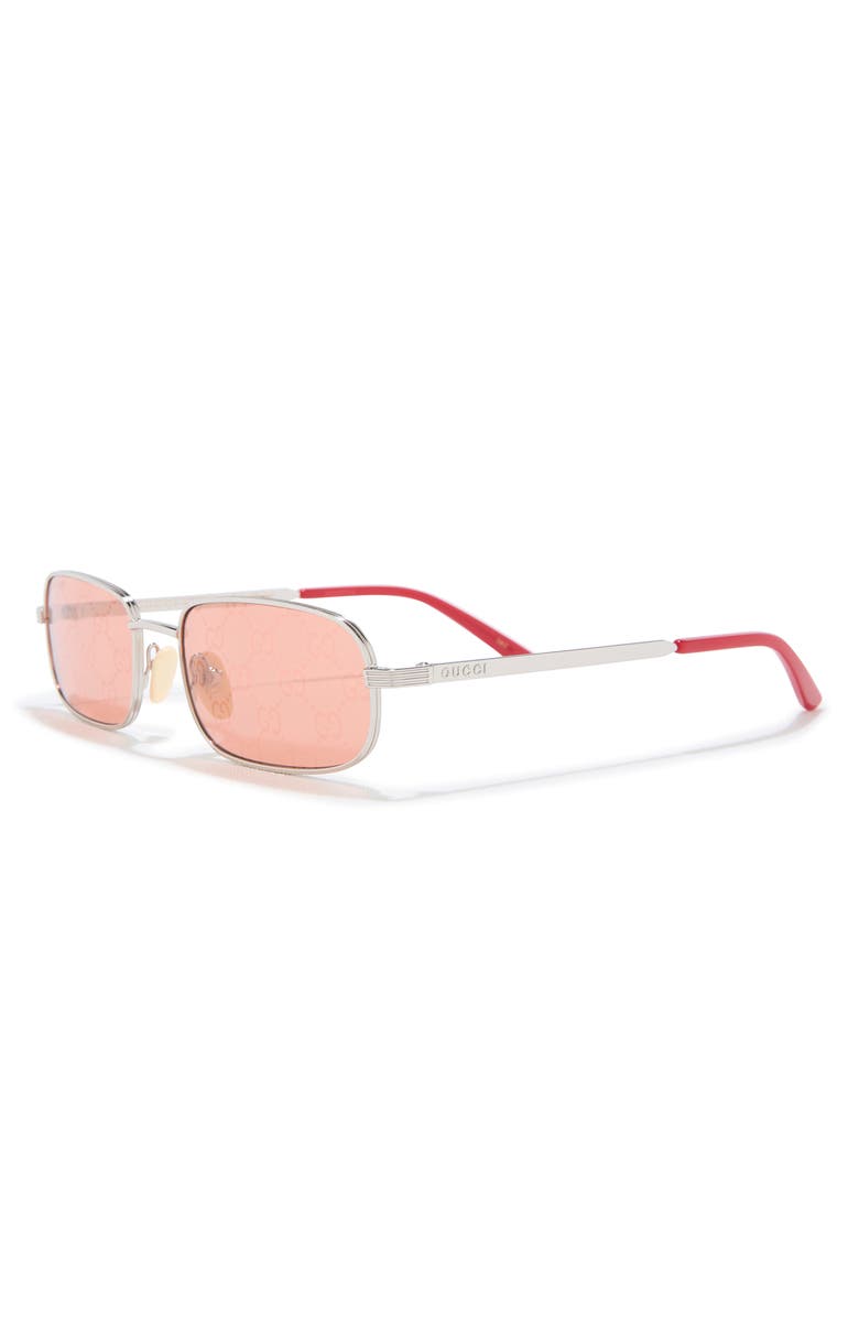 Gucci 57mm Rectangular Sunglasses, Alternate, color, Silver Silver Red