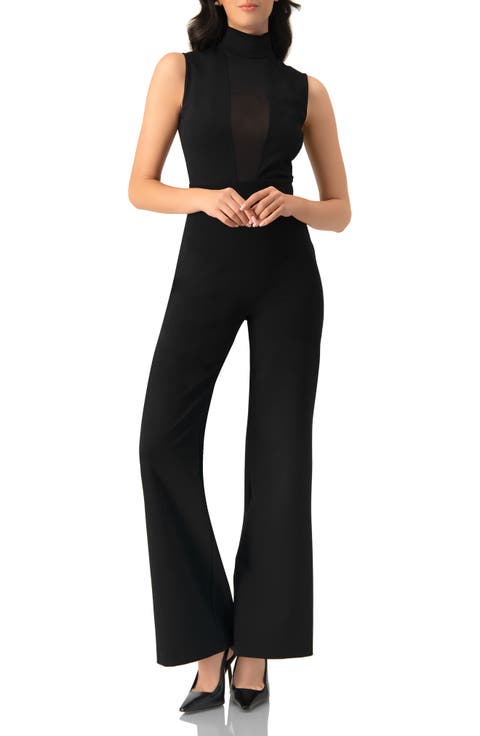 High-Neck Jumpsuit with See-Though Neckline