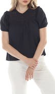 RAIN AND ROSE Eyelet Puff Sleeve Top