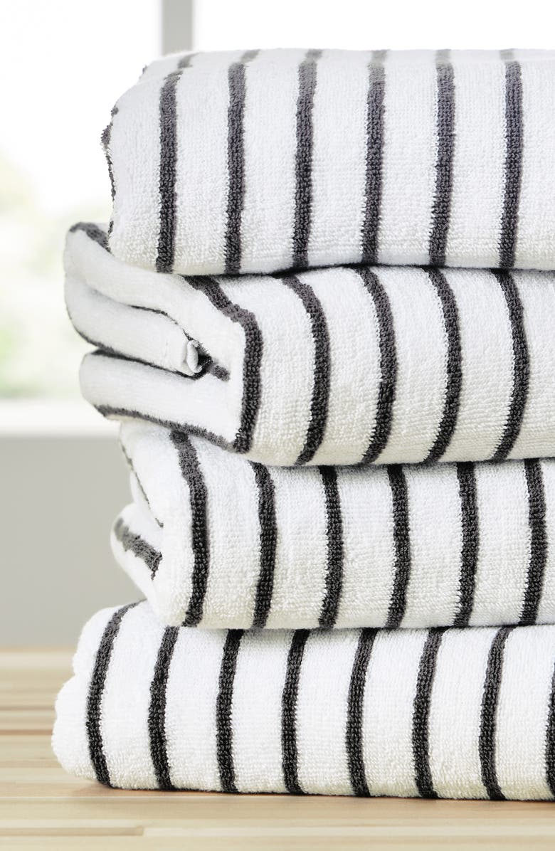 HOMESPUN 4-Pack Cabana Beach Towels, Alternate, color, Stripes Gray