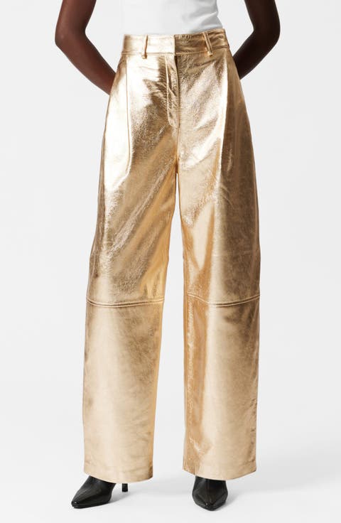Metallic Leather Pants
