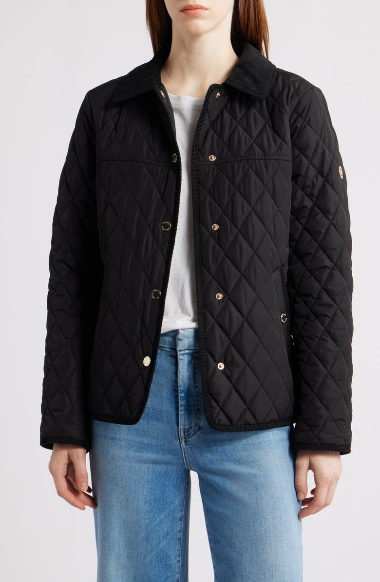 Michael Kors Short Quilted Jacket, Alternate, color, Black
