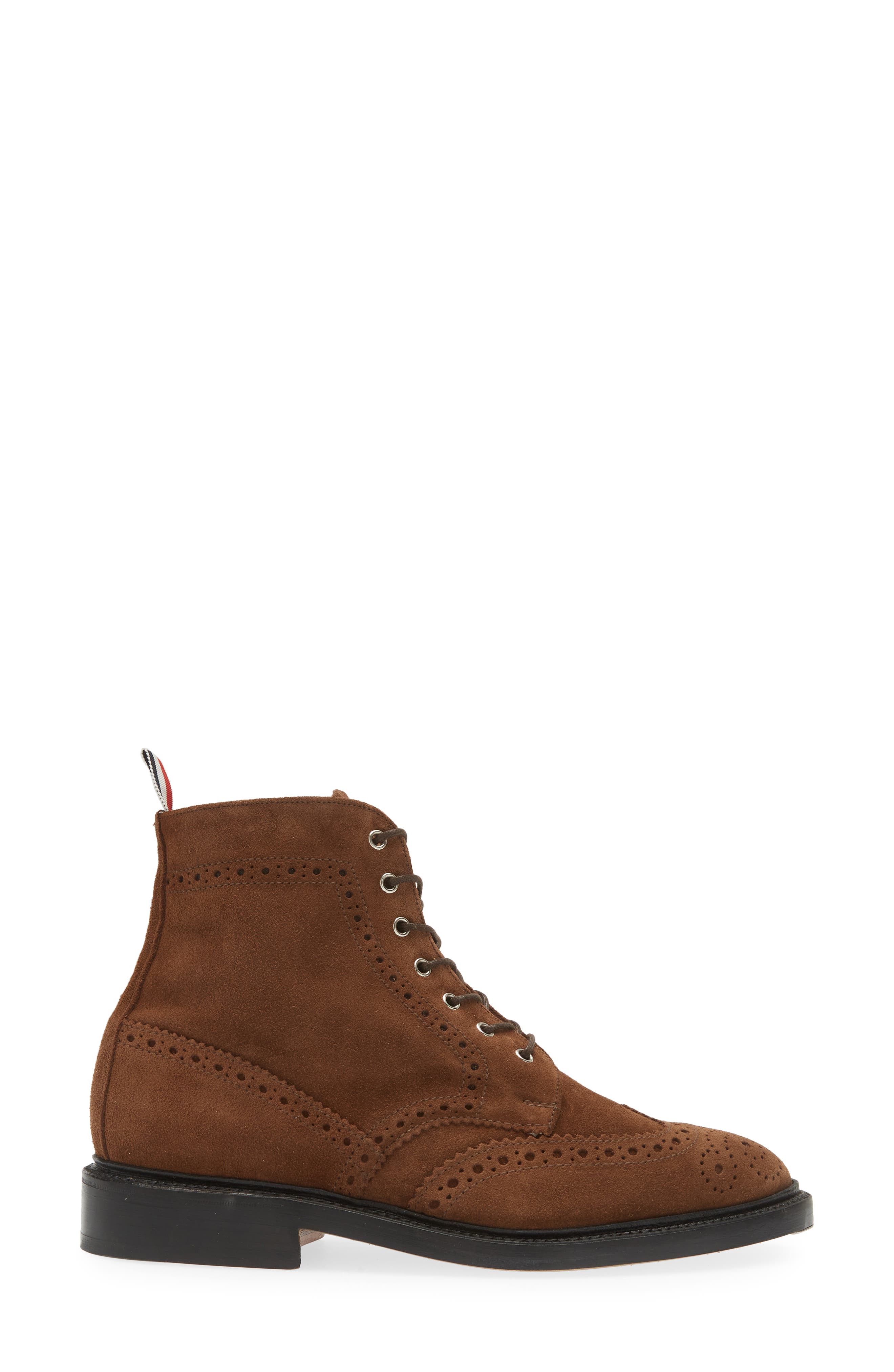 Thom Browne Brogue Wingtip Suede Boot, Alternate, color, 